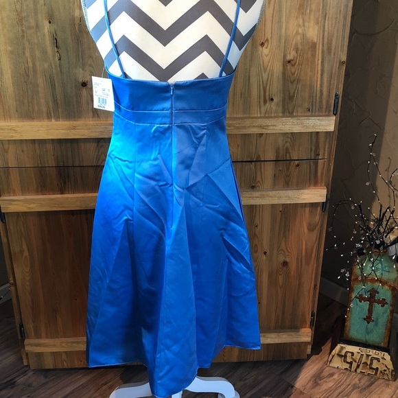 David's Bridal F14025 Blue Spaghetti Straps A Line - Picture 3 of 6